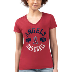 Los Angeles Angels G-III 4Her by Carl Banks Women's Super-Slim Fit Lightweight City Graphic V-Neck T-Shirt | MLB Discount