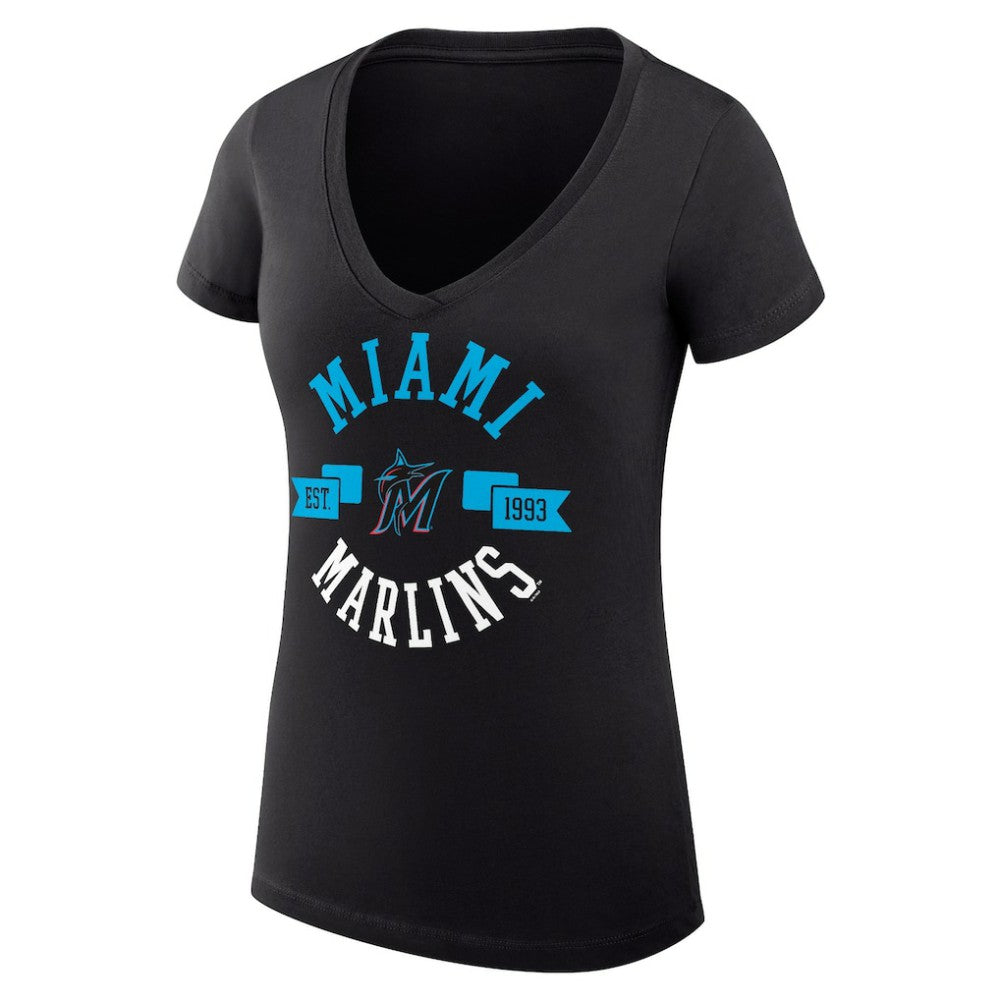 Miami Marlins G-III 4Her by Carl Banks Women's Super-Slim Fit Lightweight City Graphic V-Neck T-Shirt | MLB US