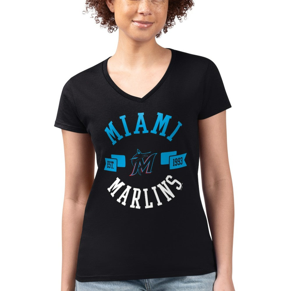 Miami Marlins G-III 4Her by Carl Banks Women's Super-Slim Fit Lightweight City Graphic V-Neck T-Shirt | MLB US