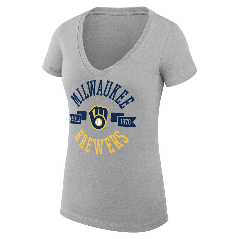 Milwaukee Brewers G-III 4Her by Carl Banks Women's Super-Slim Fit Lightweight City Graphic V-Neck T-Shirt | MLB US