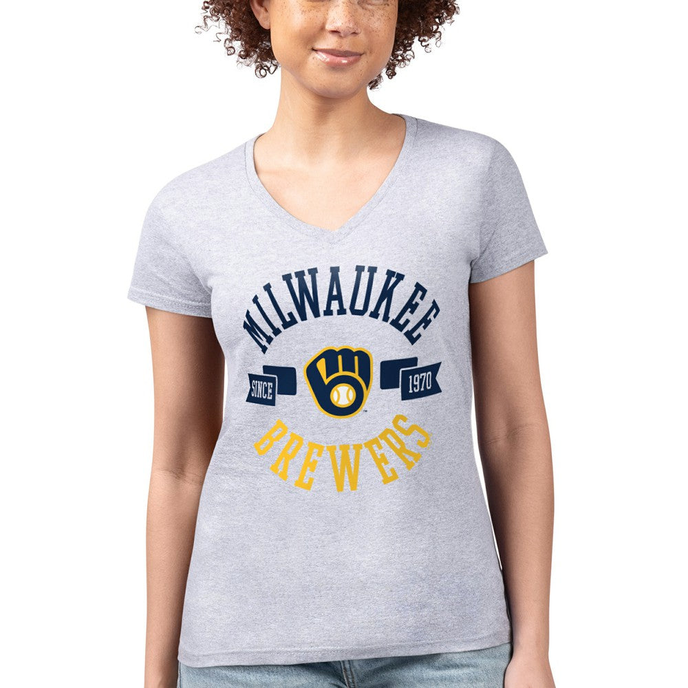 Milwaukee Brewers G-III 4Her by Carl Banks Women's Super-Slim Fit Lightweight City Graphic V-Neck T-Shirt | MLB US