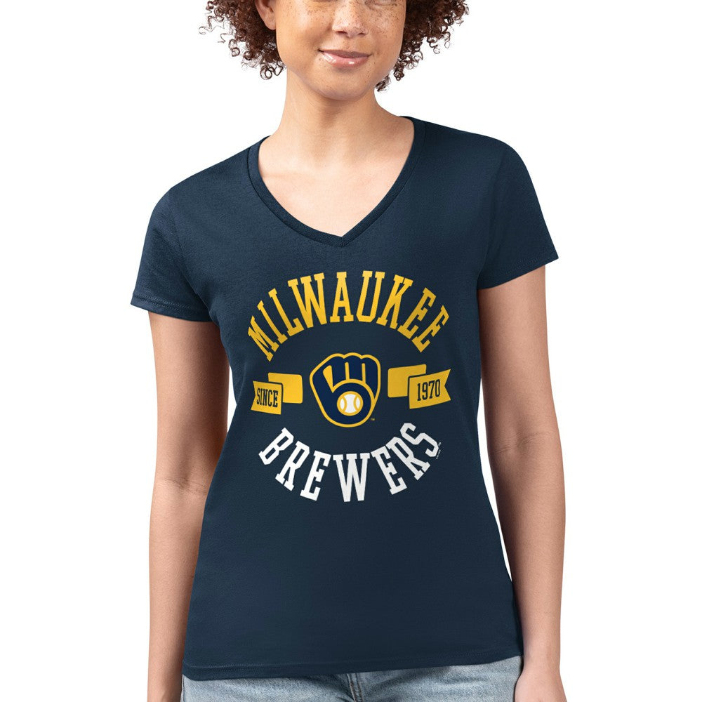 Milwaukee Brewers G-III 4Her by Carl Banks Women's Super-Slim Fit Lightweight City Graphic V-Neck T-Shirt | MLB US