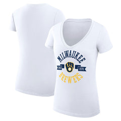 Milwaukee Brewers G-III 4Her by Carl Banks Women's Super-Slim Fit Lightweight City Graphic V-Neck T-Shirt | MLB Online