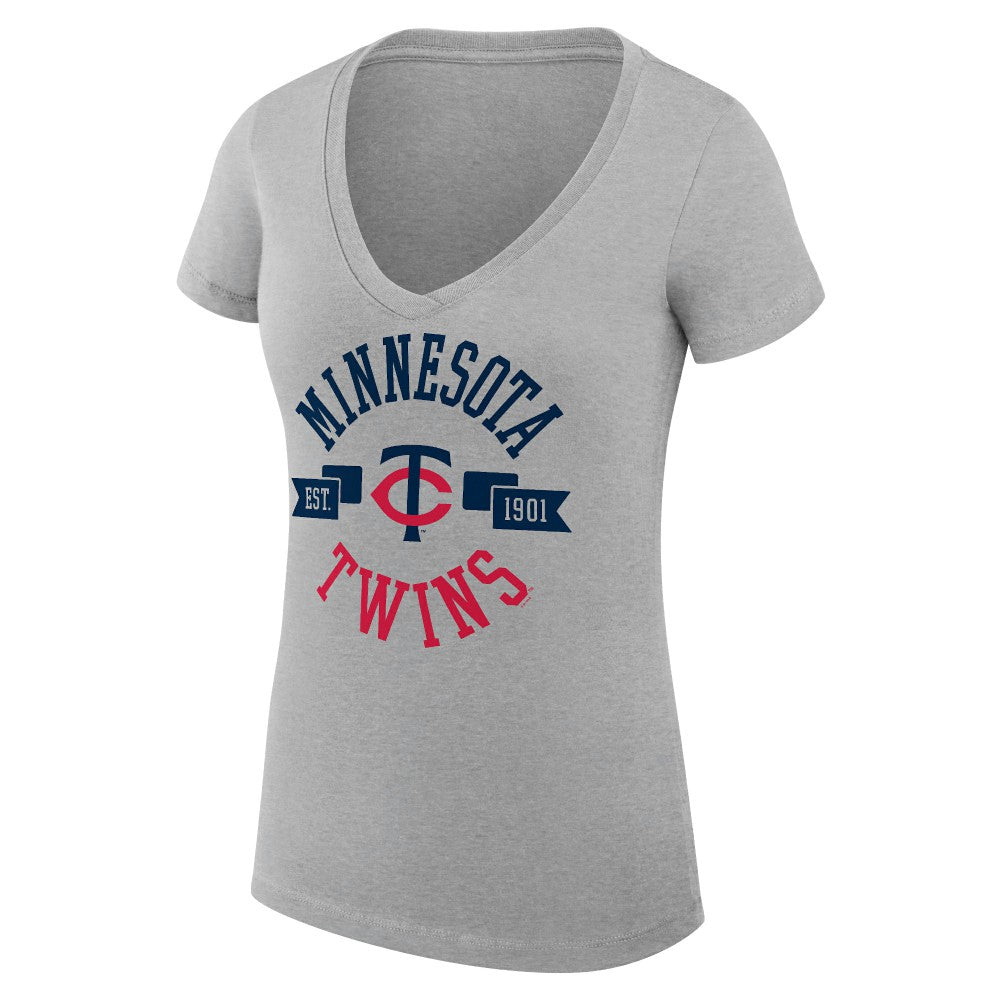 Minnesota Twins G-III 4Her by Carl Banks Women's Super-Slim Fit Lightweight City Graphic V-Neck T-Shirt | MLB On Sale
