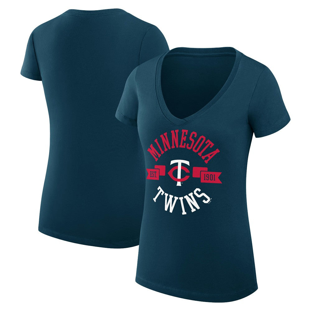 Minnesota Twins G-III 4Her by Carl Banks Women's Super-Slim Fit Lightweight City Graphic V-Neck T-Shirt | MLB Sale