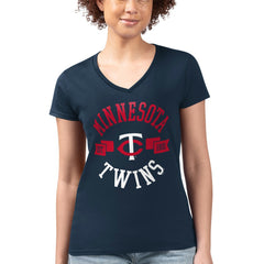 Minnesota Twins G-III 4Her by Carl Banks Women's Super-Slim Fit Lightweight City Graphic V-Neck T-Shirt | MLB Sale
