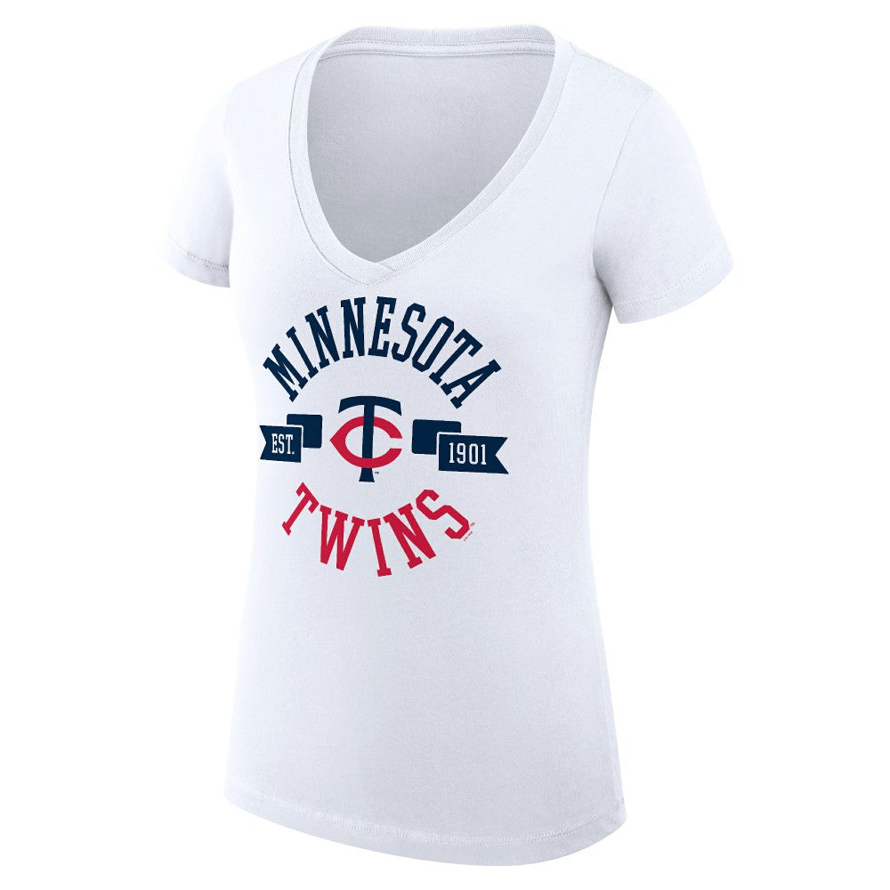 Minnesota Twins G-III 4Her by Carl Banks Women's Super-Slim Fit Lightweight City Graphic V-Neck T-Shirt | MLB Outlet