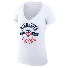 Minnesota Twins G-III 4Her by Carl Banks Women's Super-Slim Fit Lightweight City Graphic V-Neck T-Shirt | MLB Outlet