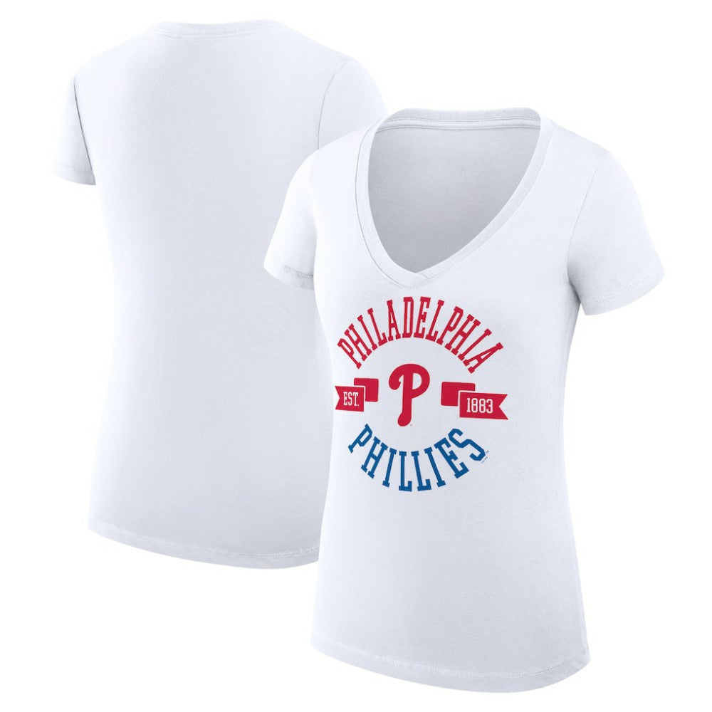 Philadelphia Phillies G-III 4Her by Carl Banks Women's Super-Slim Fit Lightweight City Graphic V-Neck T-Shirt | MLB US