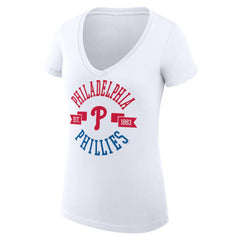 Philadelphia Phillies G-III 4Her by Carl Banks Women's Super-Slim Fit Lightweight City Graphic V-Neck T-Shirt | MLB US