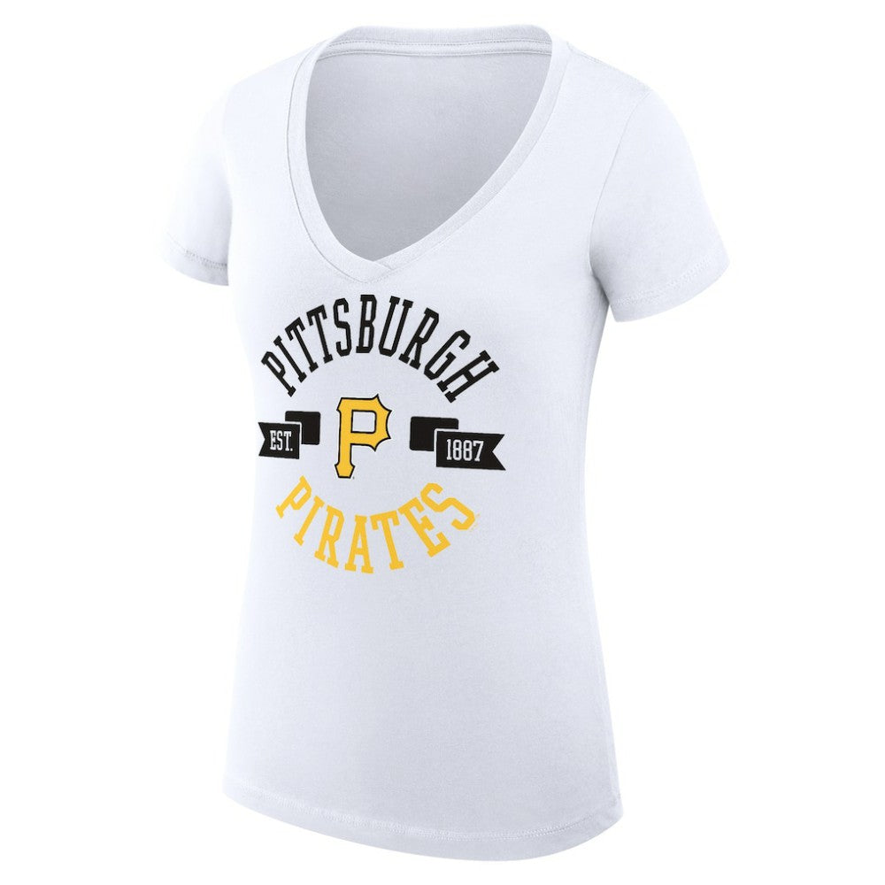 Pittsburgh Pirates G-III 4Her by Carl Banks Women's Super-Slim Fit Lightweight City Graphic V-Neck T-Shirt | MLB Outlet