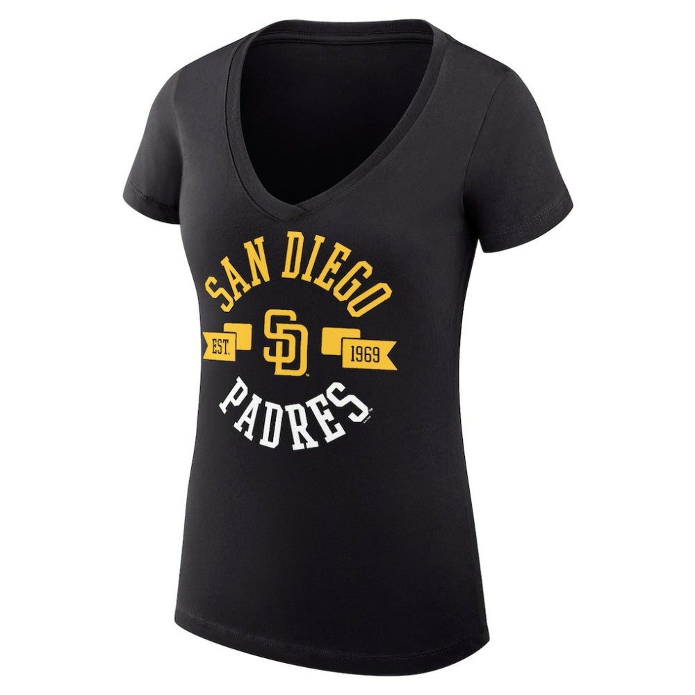 San Diego Padres G-III 4Her by Carl Banks Women's Super-Slim Fit Lightweight City Graphic V-Neck T-Shirt | MLB Discount