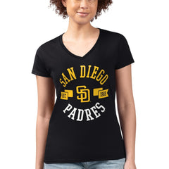 San Diego Padres G-III 4Her by Carl Banks Women's Super-Slim Fit Lightweight City Graphic V-Neck T-Shirt | MLB Discount