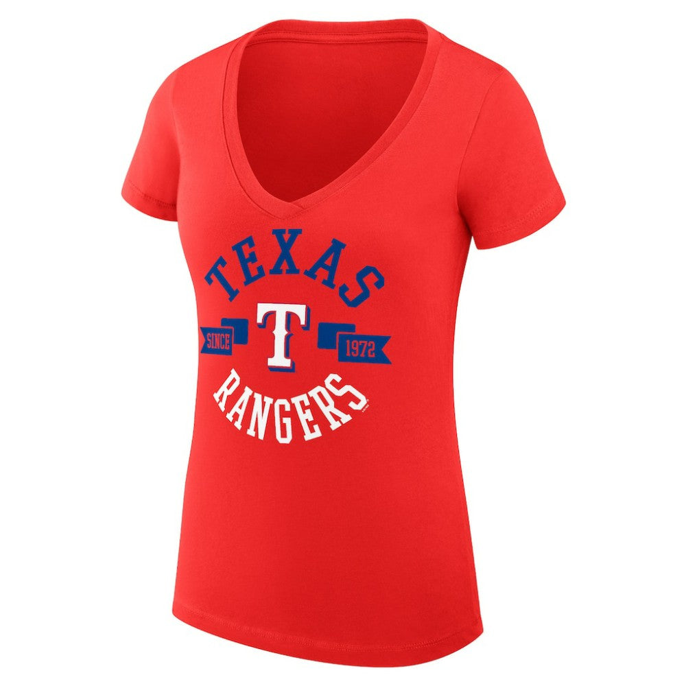 Texas Rangers G-III 4Her by Carl Banks Women's Super-Slim Fit Lightweight City Graphic V-Neck T-Shirt | MLB US