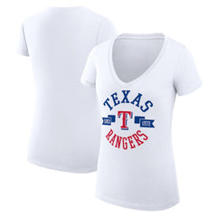 Texas Rangers G-III 4Her by Carl Banks Women's Super-Slim Fit Lightweight City Graphic V-Neck T-Shirt | MLB US