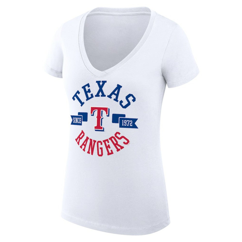 Texas Rangers G-III 4Her by Carl Banks Women's Super-Slim Fit Lightweight City Graphic V-Neck T-Shirt | MLB US