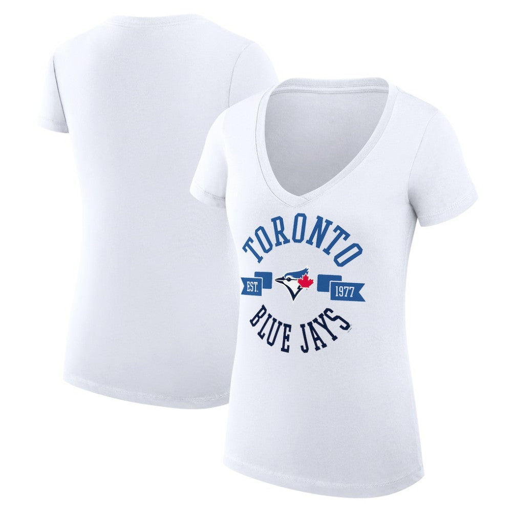Toronto Blue Jays G-III 4Her by Carl Banks Women's Super-Slim Fit Lightweight City Graphic V-Neck T-Shirt | MLB Online