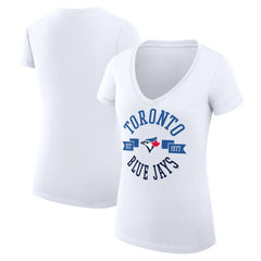 Toronto Blue Jays G-III 4Her by Carl Banks Women's Super-Slim Fit Lightweight City Graphic V-Neck T-Shirt | MLB Online