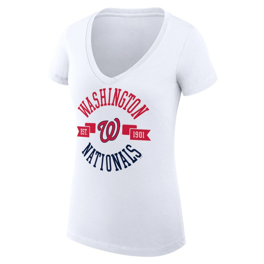 Washington Nationals G-III 4Her by Carl Banks Women's Super-Slim Fit Lightweight City Graphic V-Neck T-Shirt | MLB Online