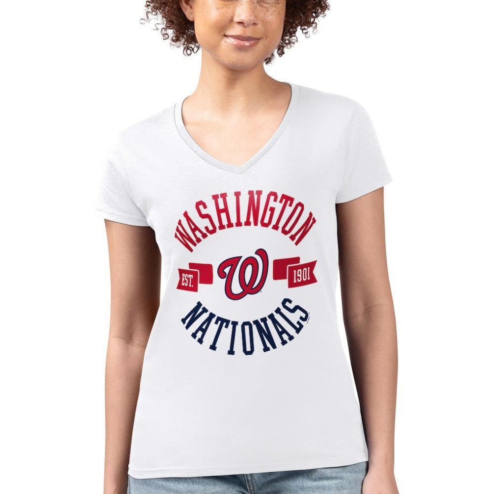 Washington Nationals G-III 4Her by Carl Banks Women's Super-Slim Fit Lightweight City Graphic V-Neck T-Shirt | MLB Online