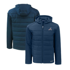 Atlanta Braves Cutter & Buck Stars & Stripes Evoke Hybrid Eco Softshell Recycled Full-Zip Hoodie Jacket | MLB Near me