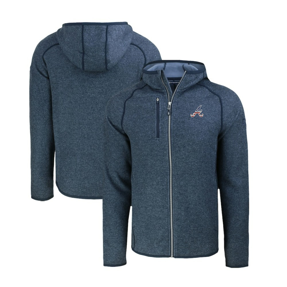 Atlanta Braves Cutter & Buck Stars & Stripes Mainsail Sweater-Knit Full-Zip Hoodie | MLB Outlet