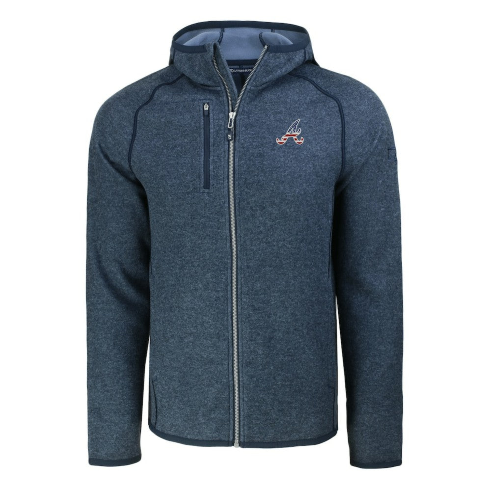 Atlanta Braves Cutter & Buck Stars & Stripes Mainsail Sweater-Knit Full-Zip Hoodie | MLB Outlet