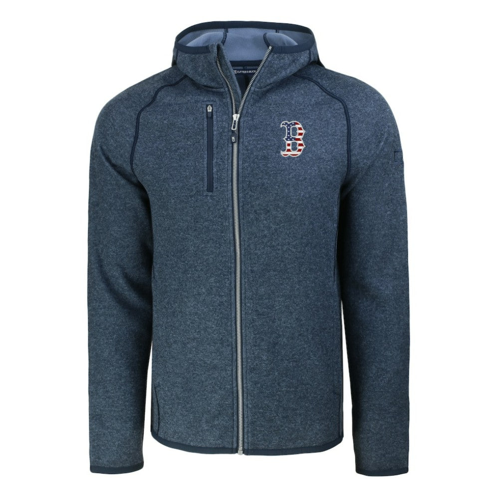 Boston Red Sox Cutter & Buck Stars & Stripes Mainsail Sweater-Knit Full-Zip Hoodie | MLB US