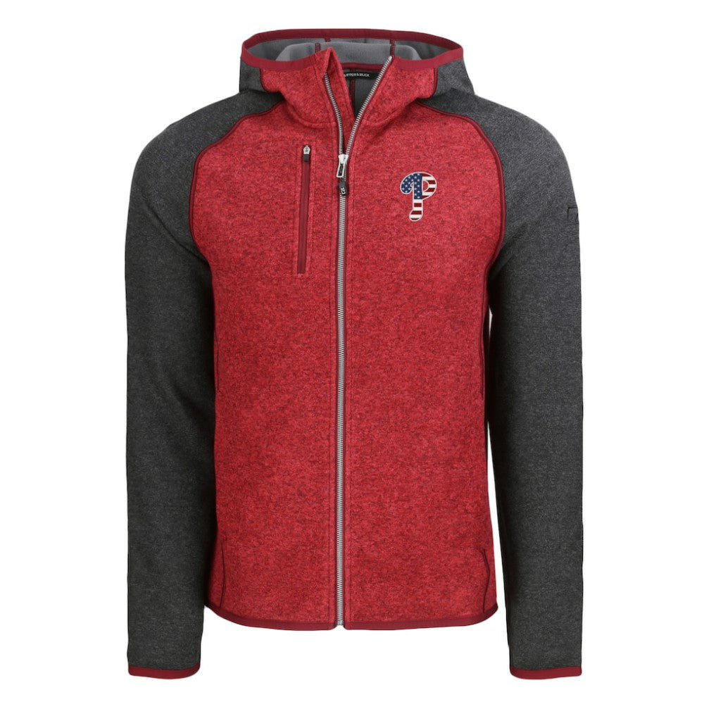 Philadelphia Phillies Cutter & Buck Stars & Stripes Mainsail Sweater-Knit Full-Zip Hoodie | MLB Shop