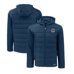 Chicago Cubs Cutter & Buck Stars & Stripes Big & Tall Evoke Hybrid Eco Softshell Recycled Full-Zip Hoodie Jacket | MLB Discount
