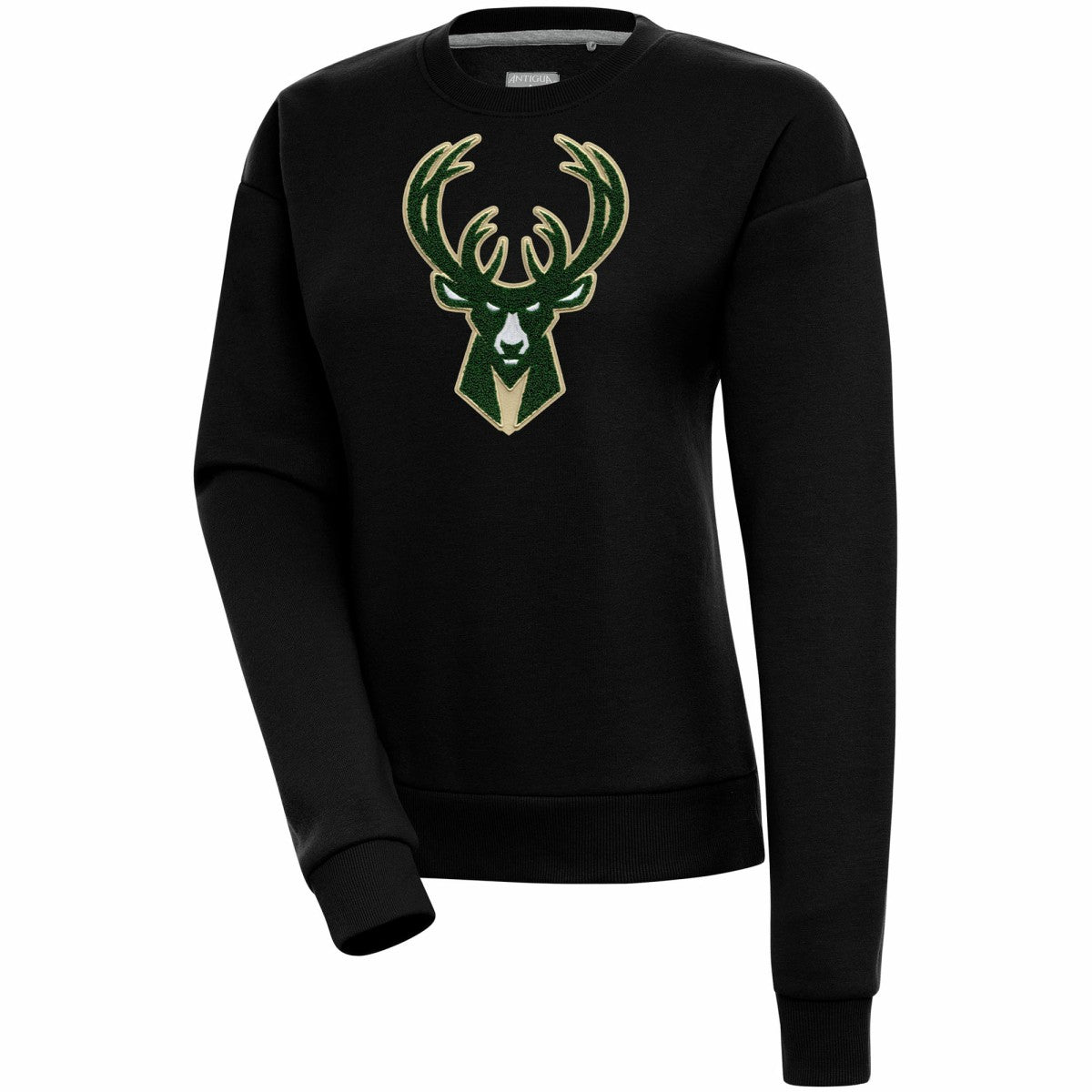 Milwaukee Bucks Antigua Women's Victory Crewneck Pullover Sweatshirt On Sale