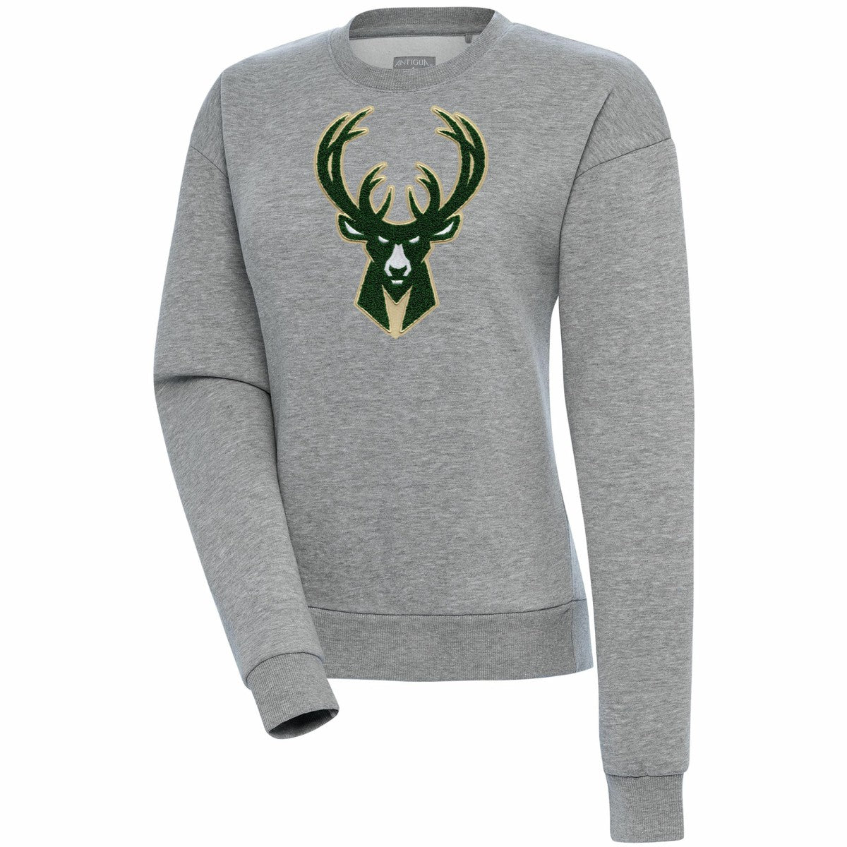 Milwaukee Bucks Antigua Women's Victory Crewneck Pullover Sweatshirt On Sale