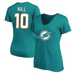 Miami Dolphins  Tyreek Hill  Women's Plus Size Fair Catch Name & Number Scoop Neck T-Shirt