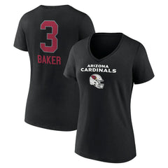 Arizona Cardinals  Budda Baker  Women's Team Wordmark Player Name & Number V-Neck T-Shirt
