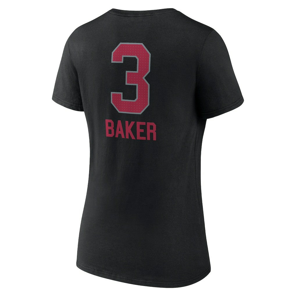 Arizona Cardinals  Budda Baker  Women's Team Wordmark Player Name & Number V-Neck T-Shirt