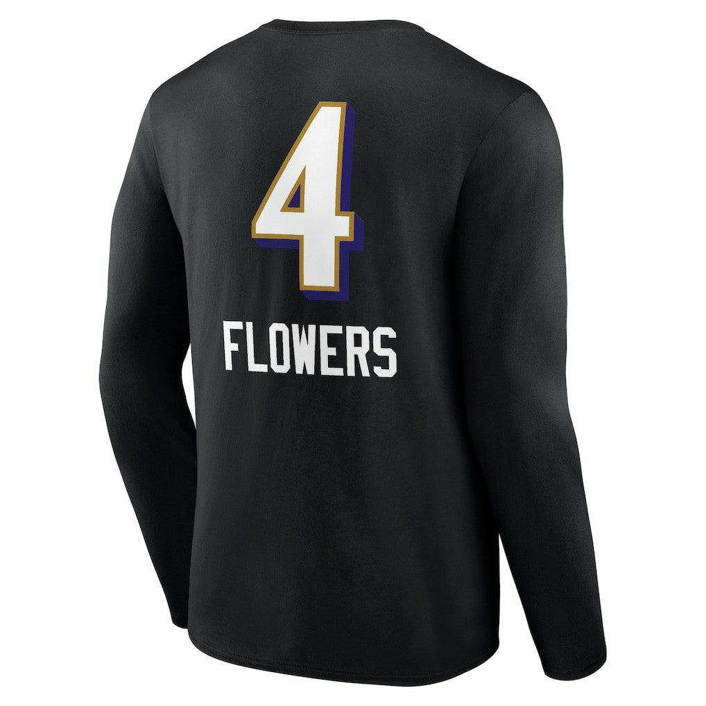 Baltimore Ravens  Zay Flowers  Team Wordmark Player Name & Number Long Sleeve T-Shirt