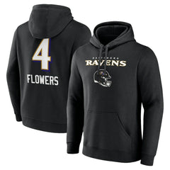 Baltimore Ravens  Zay Flowers  Team Wordmark Player Name & Number Pullover Hoodie