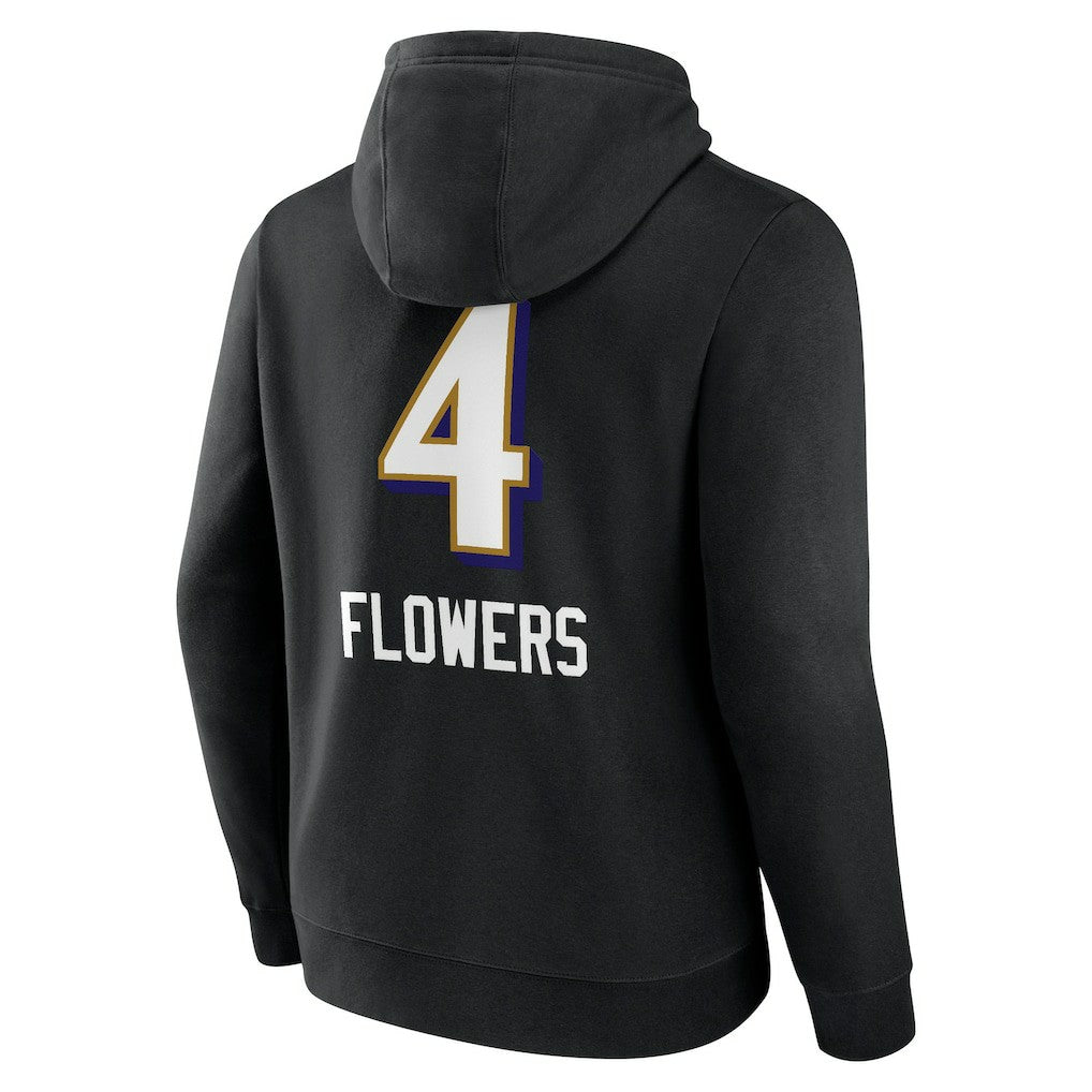 Baltimore Ravens  Zay Flowers  Team Wordmark Player Name & Number Pullover Hoodie
