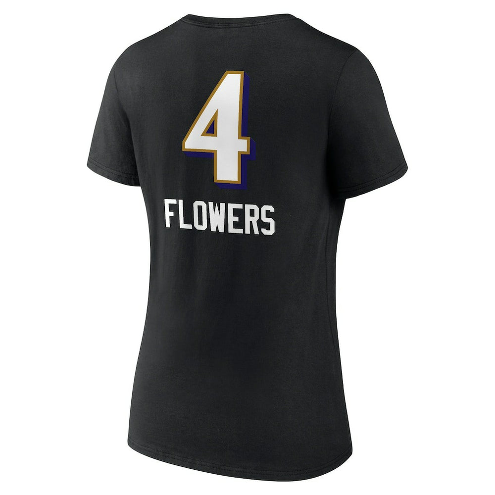 Baltimore Ravens  Zay Flowers  Women's Team Wordmark Player Name & Number V-Neck T-Shirt
