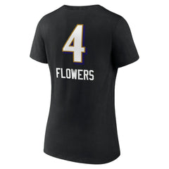 Baltimore Ravens  Zay Flowers  Women's Team Wordmark Player Name & Number V-Neck T-Shirt