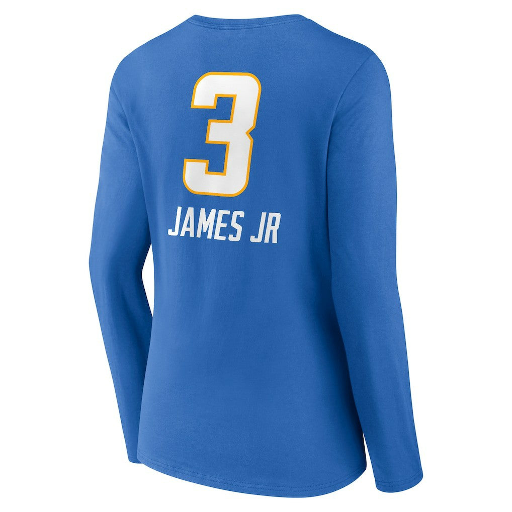 Los Angeles Chargers  Derwin James Jr.  Women's Team Wordmark Player Name & Number Long Sleeve V-Neck T-Shirt