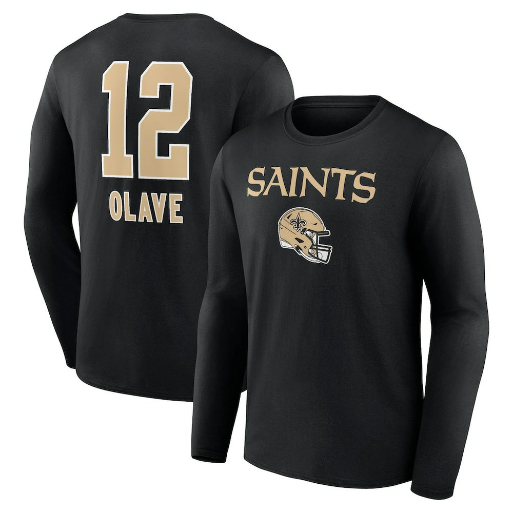 New Orleans Saints  Chris Olave  Team Wordmark Player Name & Number Long Sleeve T-Shirt