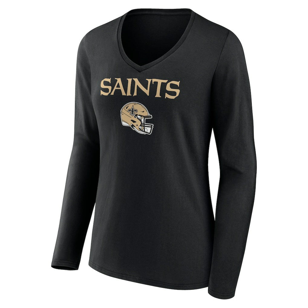 New Orleans Saints  Chris Olave  Women's Team Wordmark Player Name & Number Long Sleeve V-Neck T-Shirt