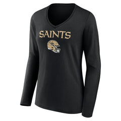 New Orleans Saints  Chris Olave  Women's Team Wordmark Player Name & Number Long Sleeve V-Neck T-Shirt