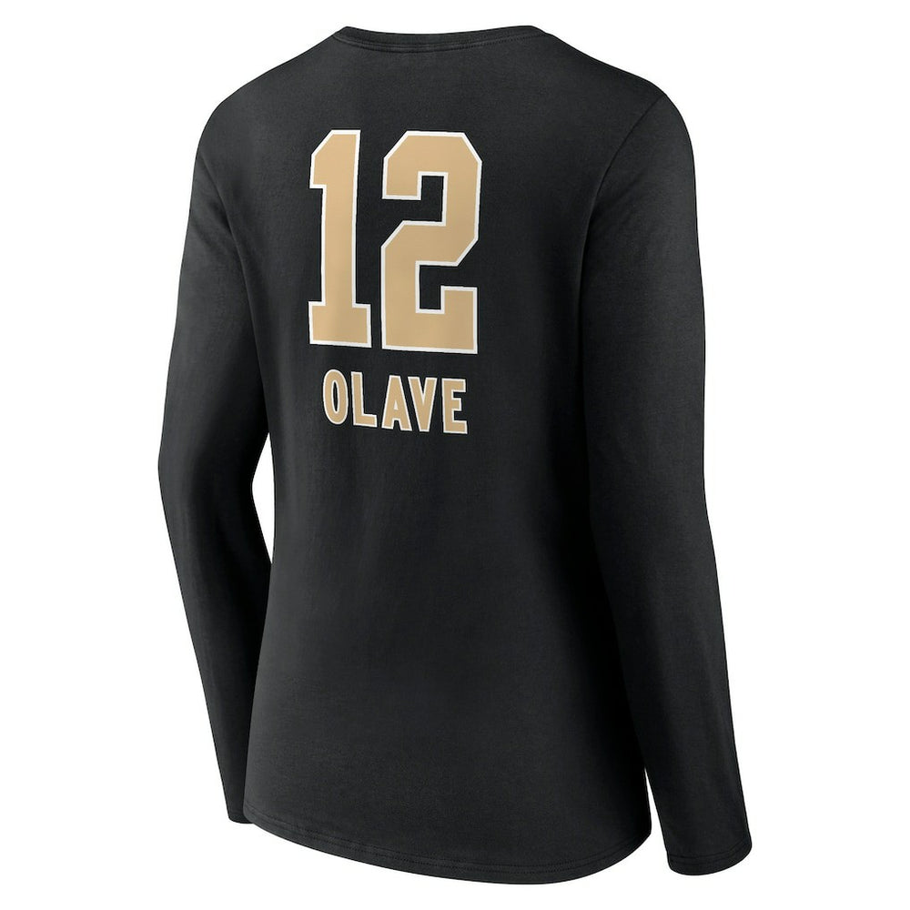 New Orleans Saints  Chris Olave  Women's Team Wordmark Player Name & Number Long Sleeve V-Neck T-Shirt