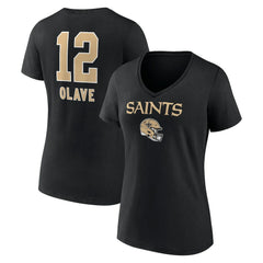 New Orleans Saints  Chris Olave  Women's Team Wordmark Player Name & Number V-Neck T-Shirt