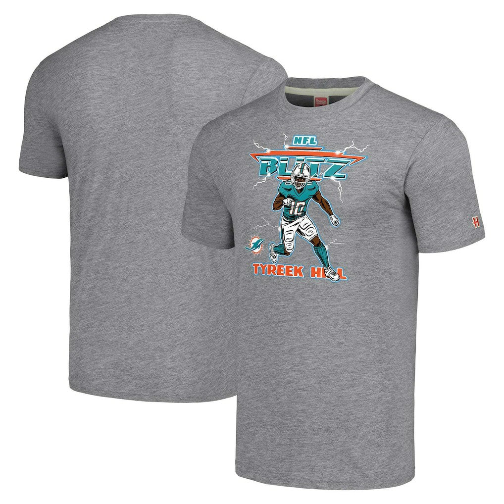 Miami Dolphins  Tyreek Hill  Homage Unisex NFL Blitz Player Tri-Blend T-Shirt