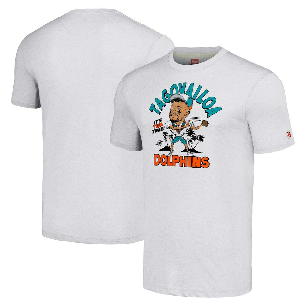 Miami Dolphins  Tua Tagovailoa  Homage Unisex Caricature Player Tri-Blend T-Shirt