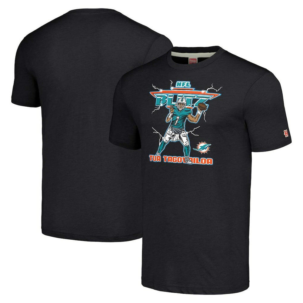 Miami Dolphins  Tua Tagovailoa  Homage Unisex NFL Blitz Player Tri-Blend T-Shirt