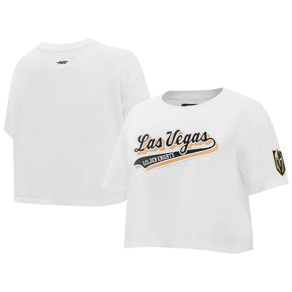 Vegas Golden Knights Pro Standard Women's Boxy Script Tail Cropped T-Shirt On Sale
